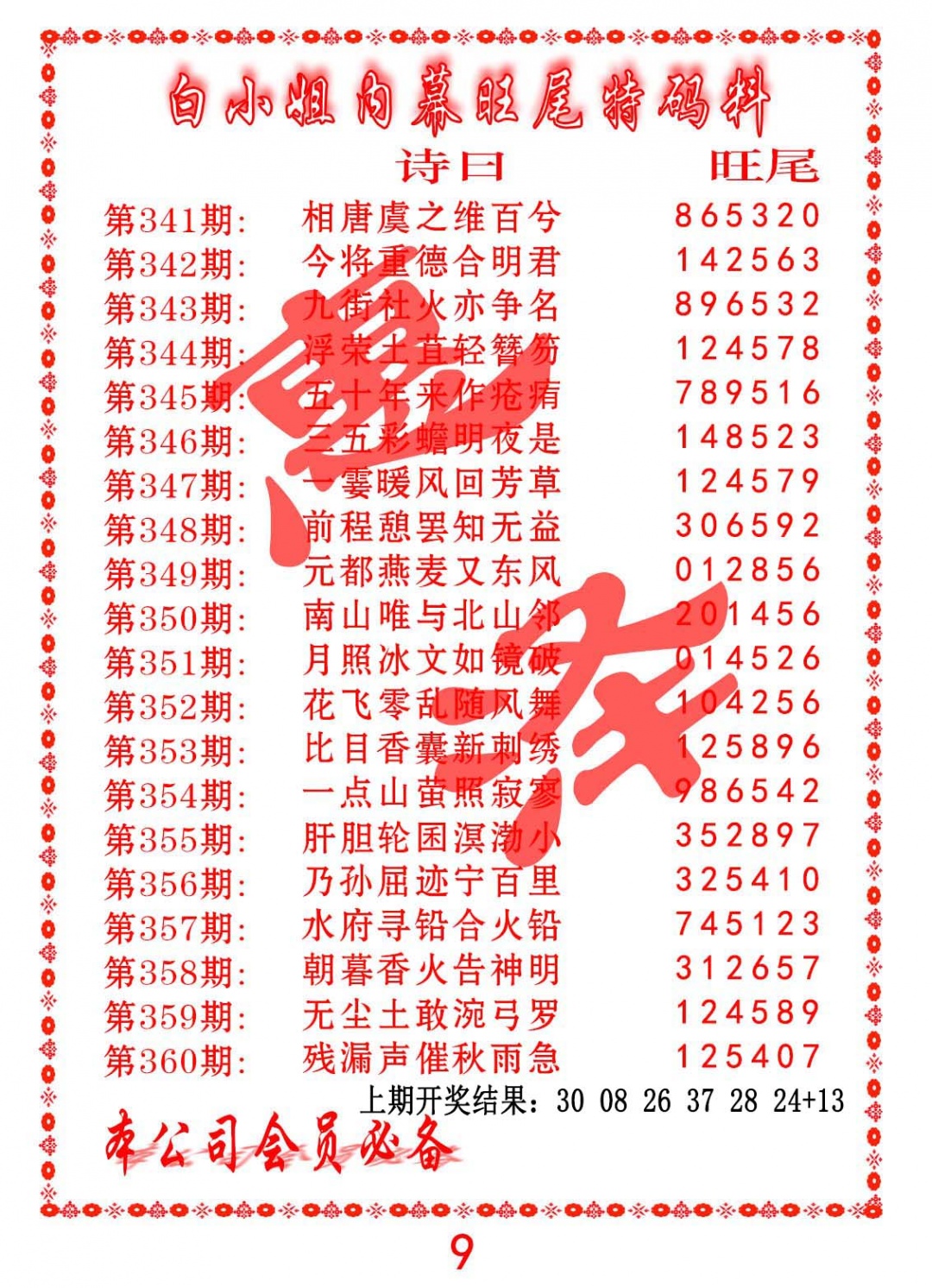 348期内幕旺尾特码料[图]